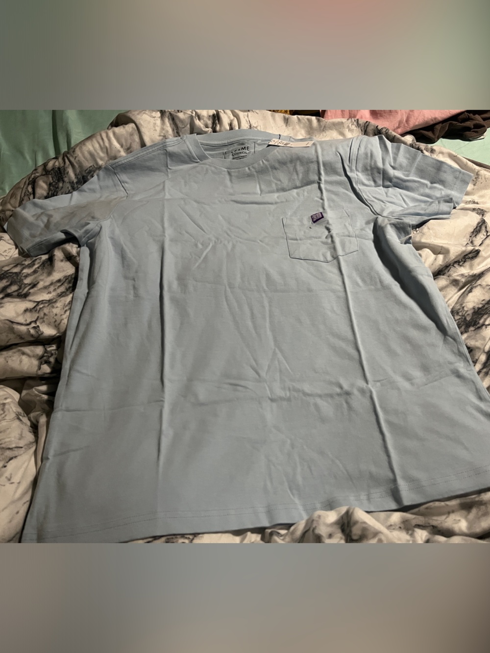 American Eagle Outfitters Light Blue Short-Sleeve Pocket Tee